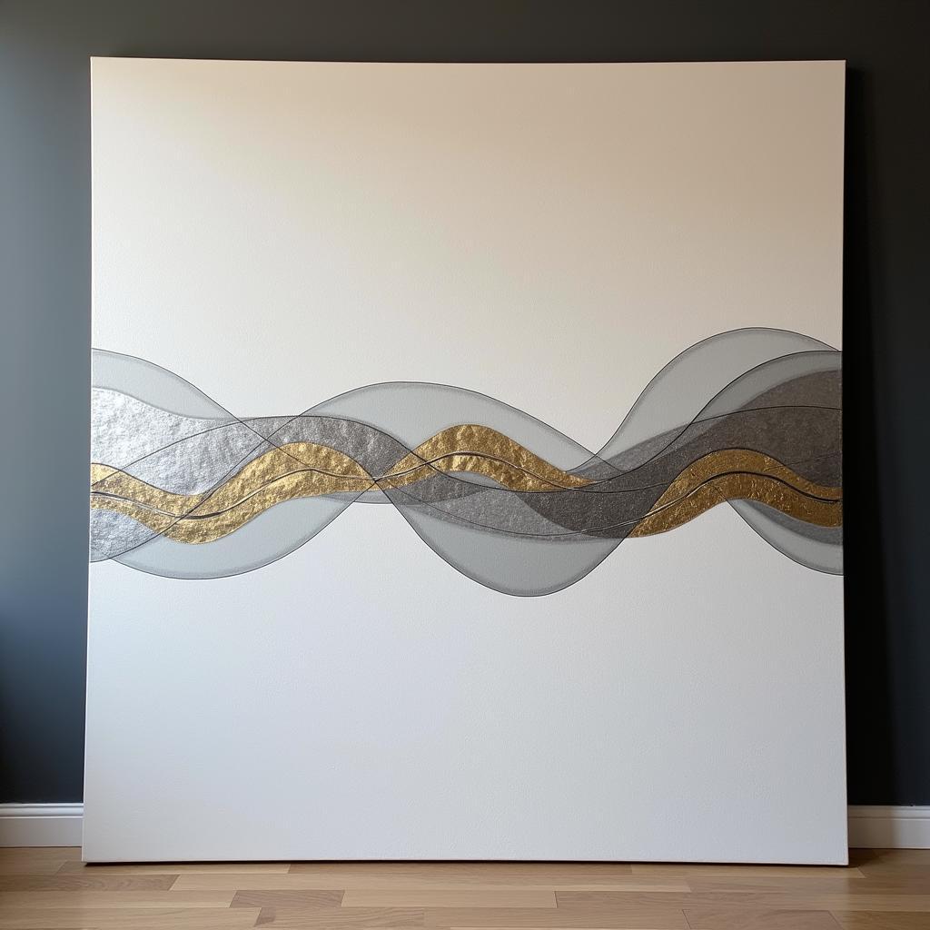 Modern textured canvas art with metallic accents