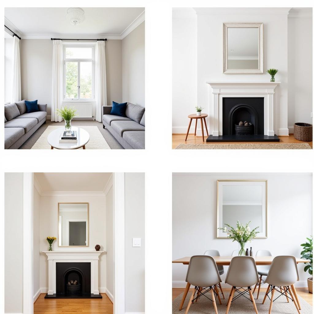 Modern Wall Art Mirror Placement Ideas: Opposite a Window, Above a Fireplace, In a Hallway, and In a Dining Room