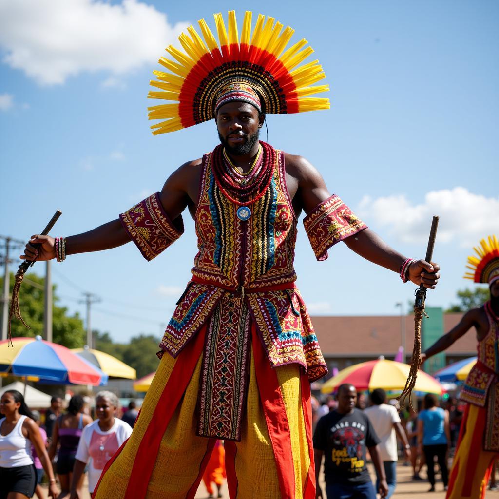 Moko Jumbie in Traditional Costume