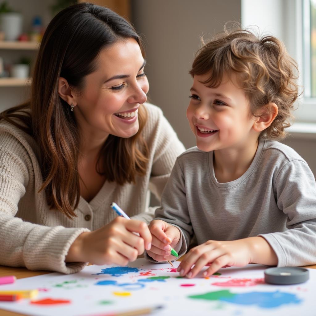 Mother and child creating lasting memories through art