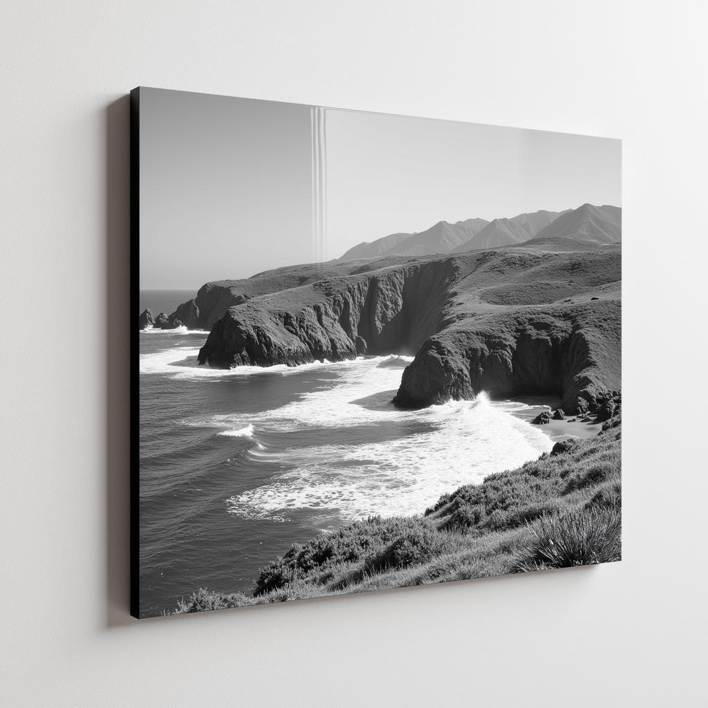 Modern metal wall art featuring the iconic Monterey coastline.