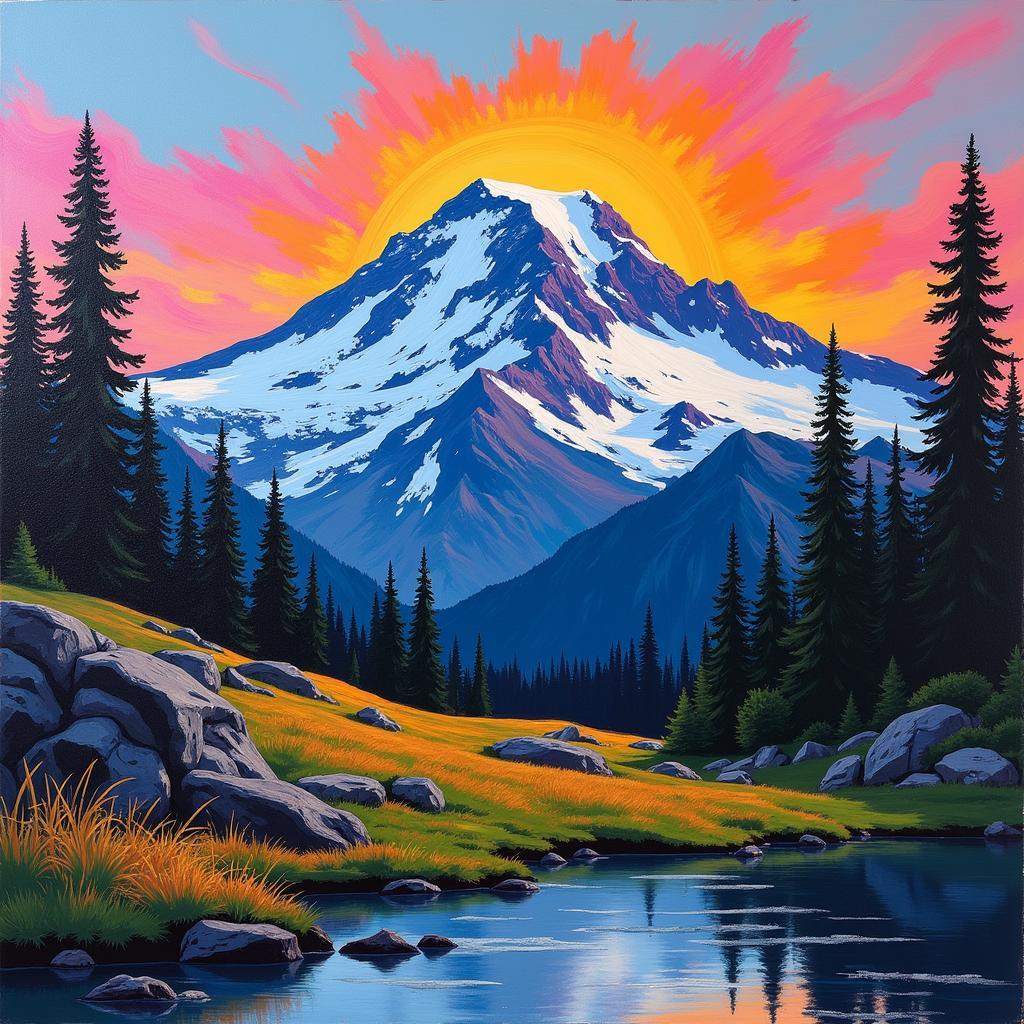 Abstract Mount Rainier Wall Art