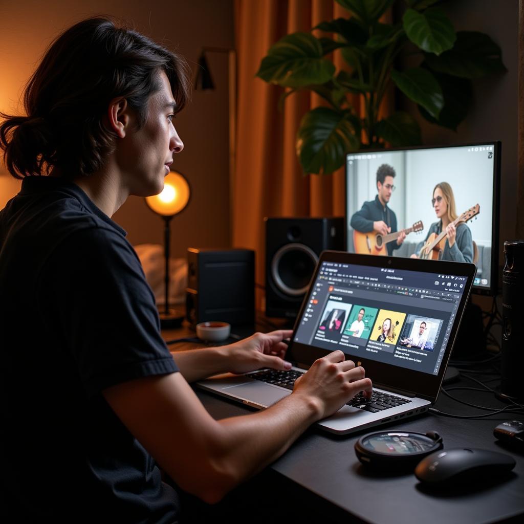 Musician Working on Laptop