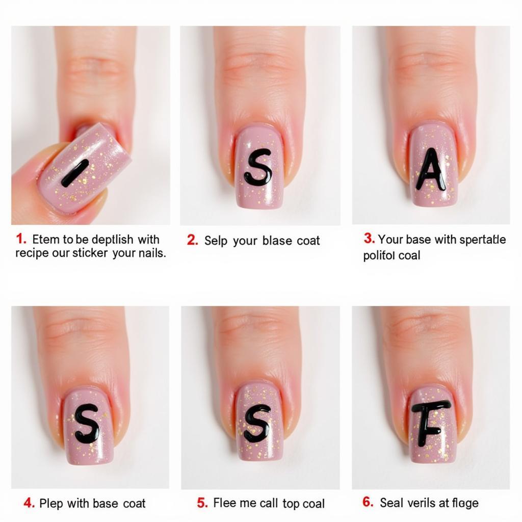 Step-by-step Nail Art Sticker Letter Application Tutorial