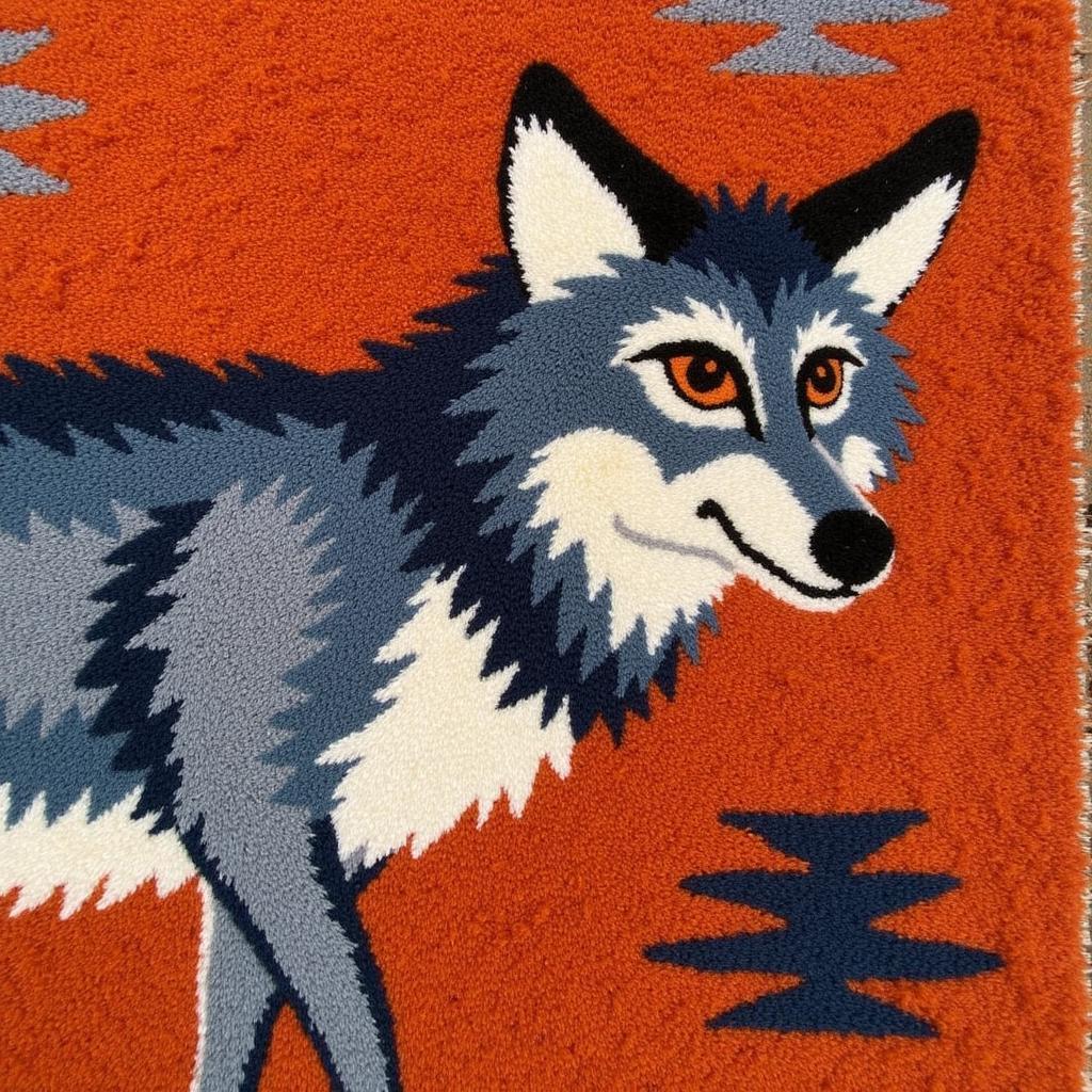 Traditional Navajo rug weaving depicting Coyote