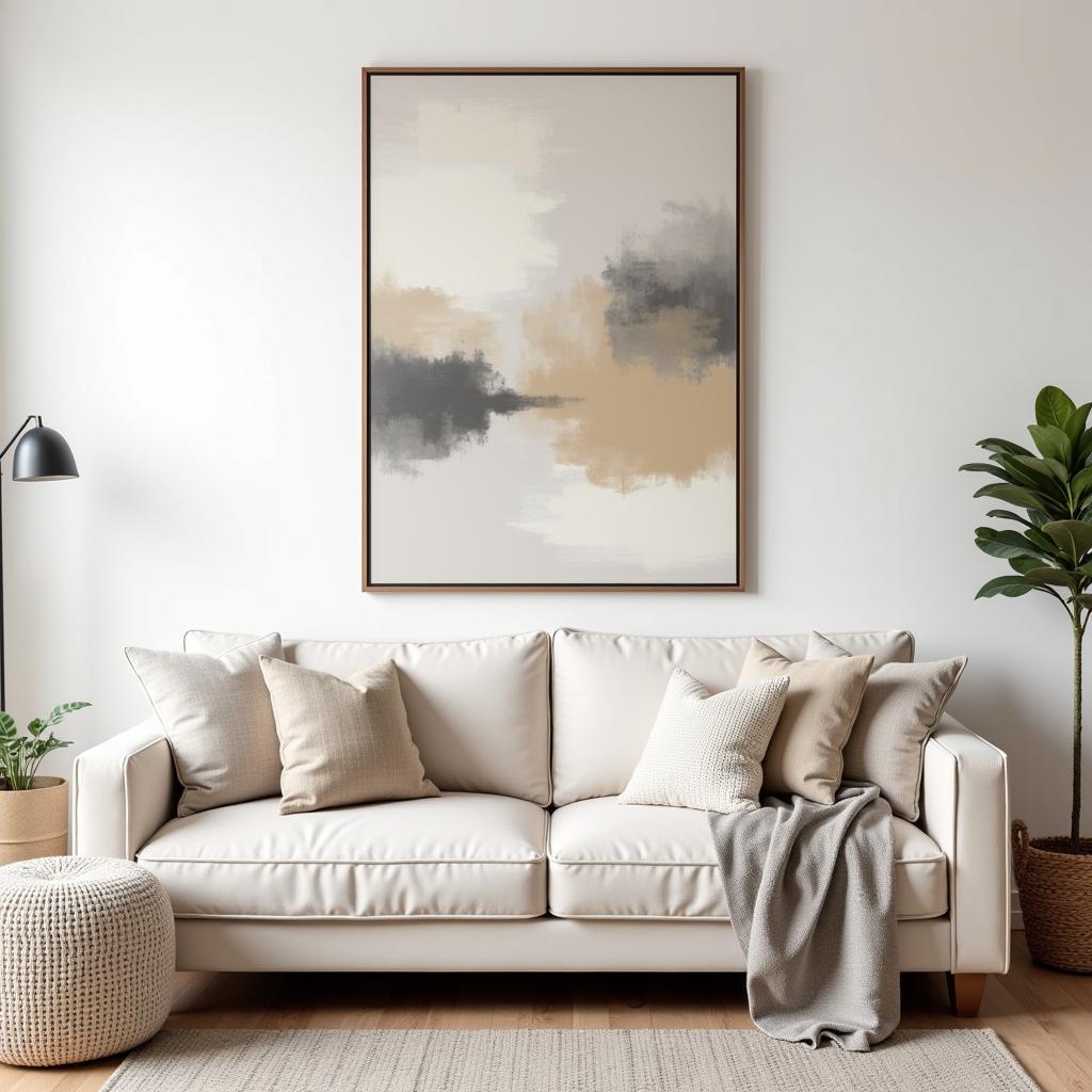 Neutral Framed Art in a Living Room