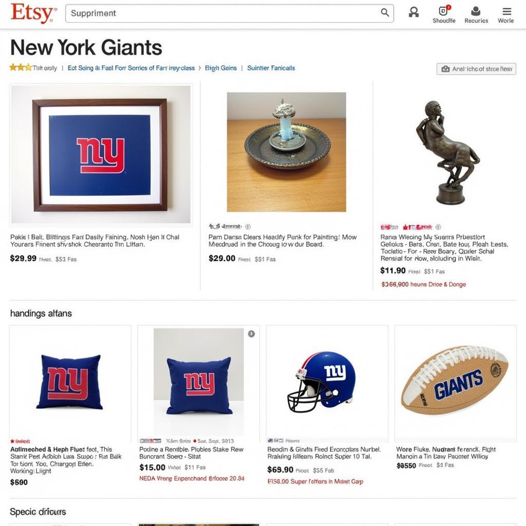 New York Giants Art on Online Marketplaces