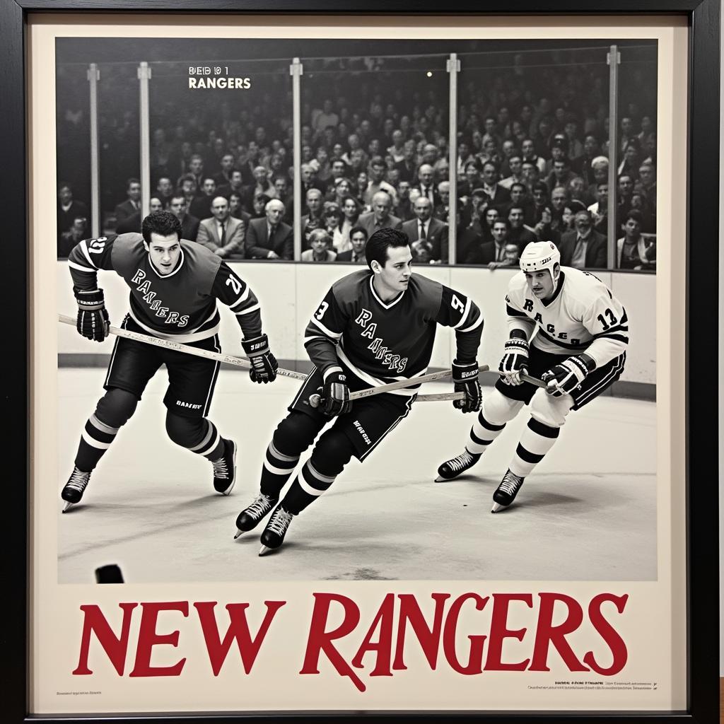 Vintage New York Rangers Wall Art Depicting Legendary Players