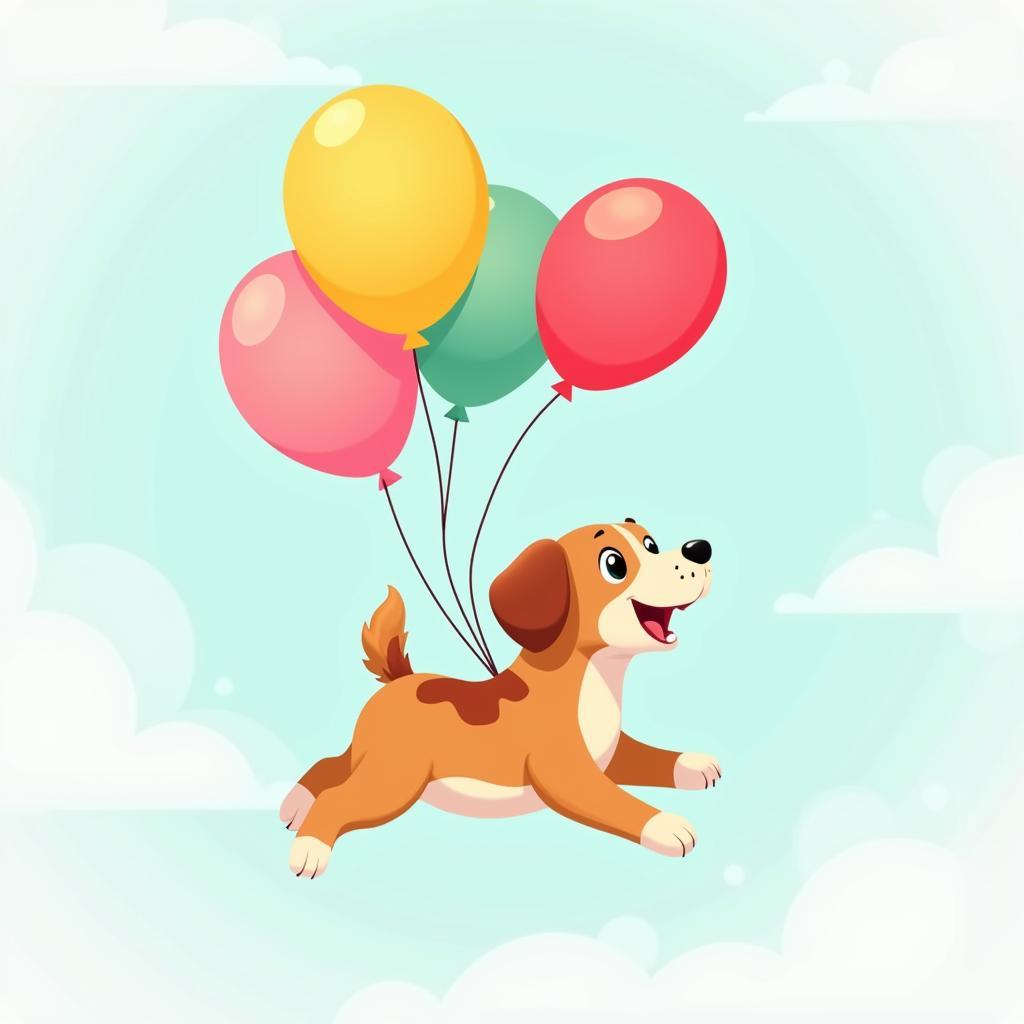 Whimsical dog art with balloons