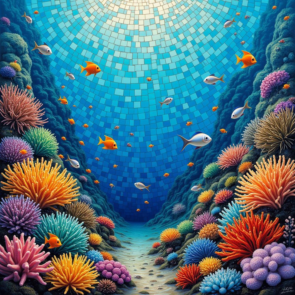 Ocean Mosaic Depicting a Coral Reef