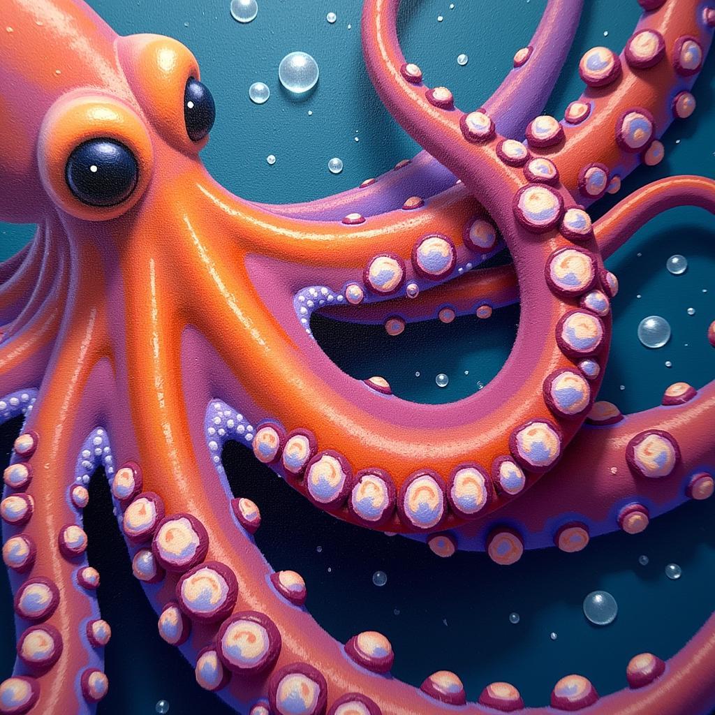 Close-up of an octopus canvas art piece