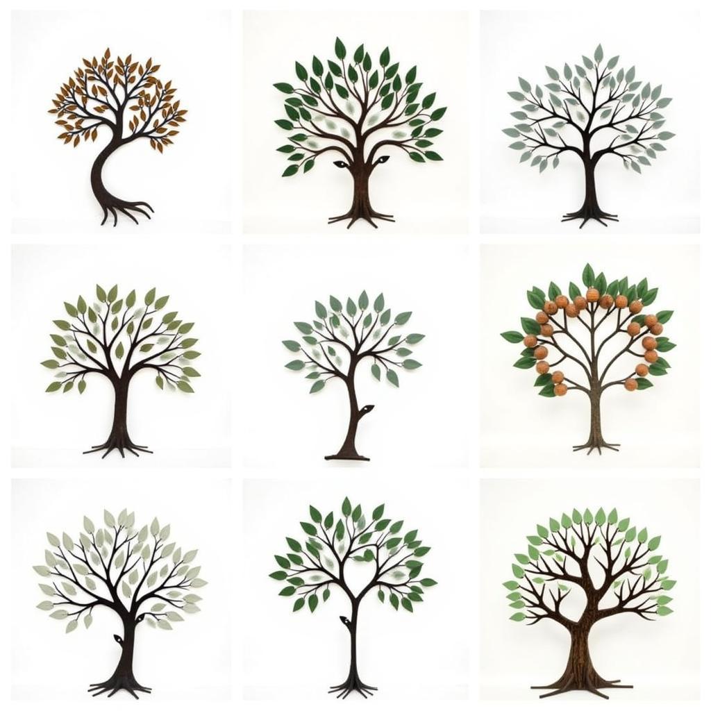 Modern and rustic olive tree wall art metal sculptures.