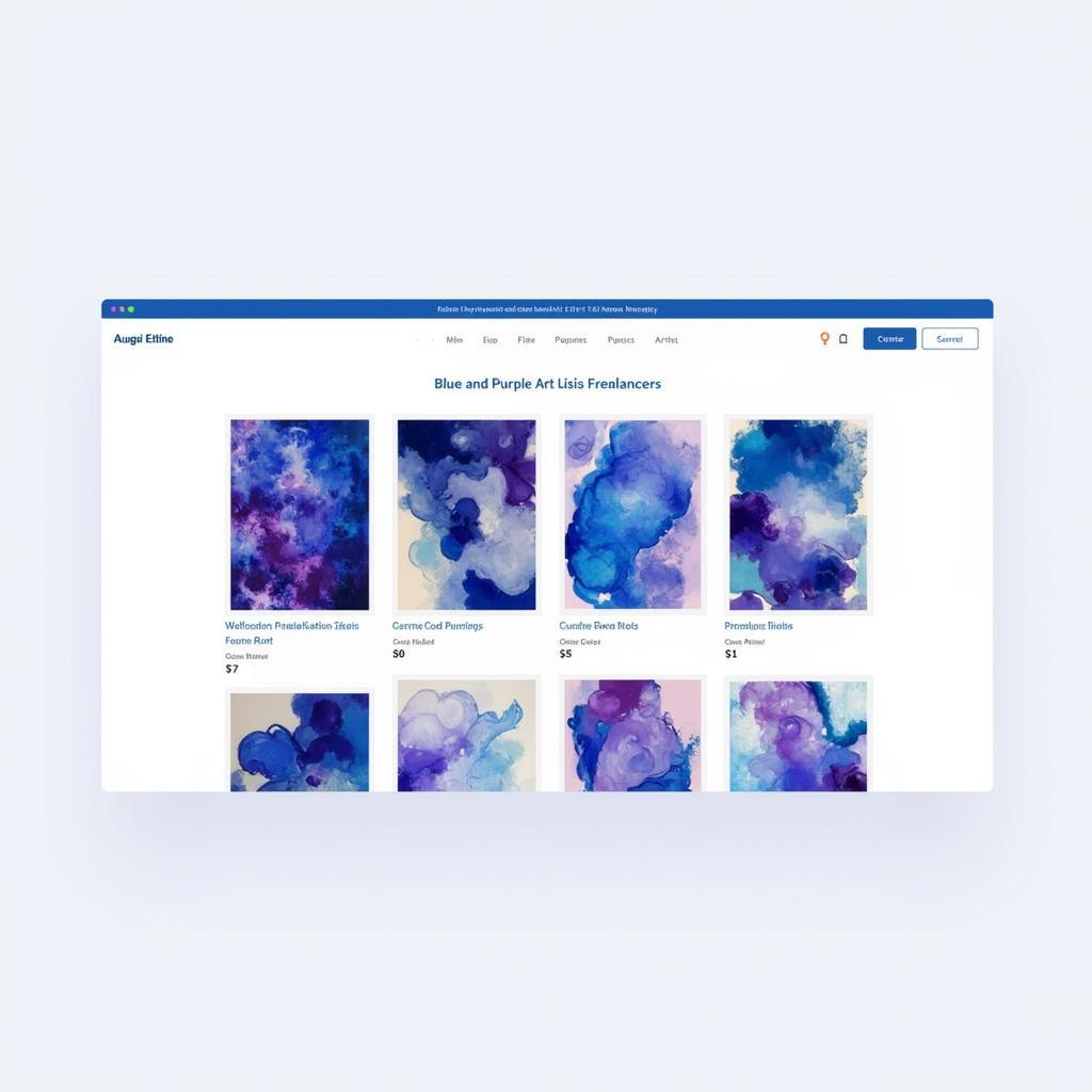 Online gallery showcasing blue and purple abstract art