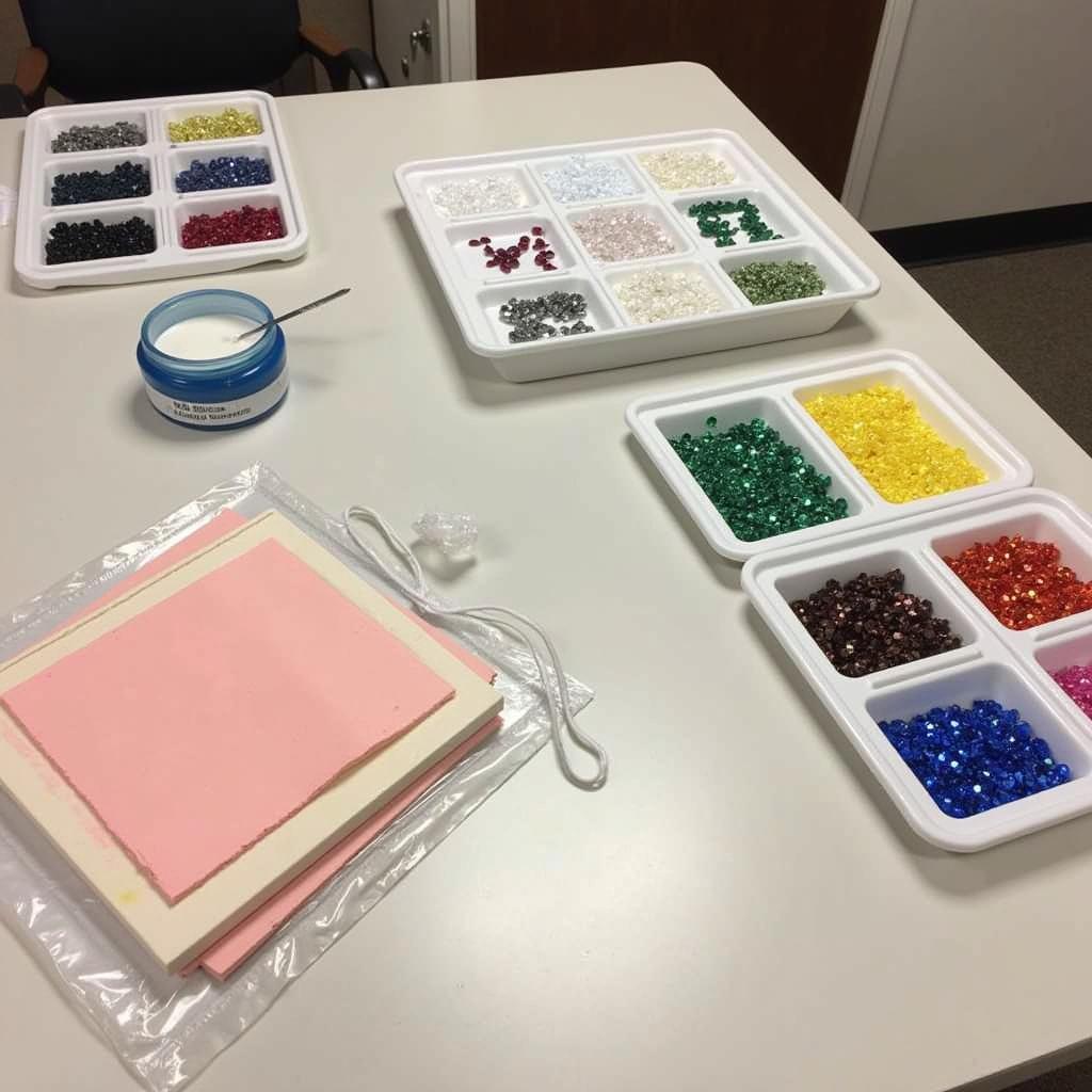 Organized Activity Art Table with Diamond Painting Supplies