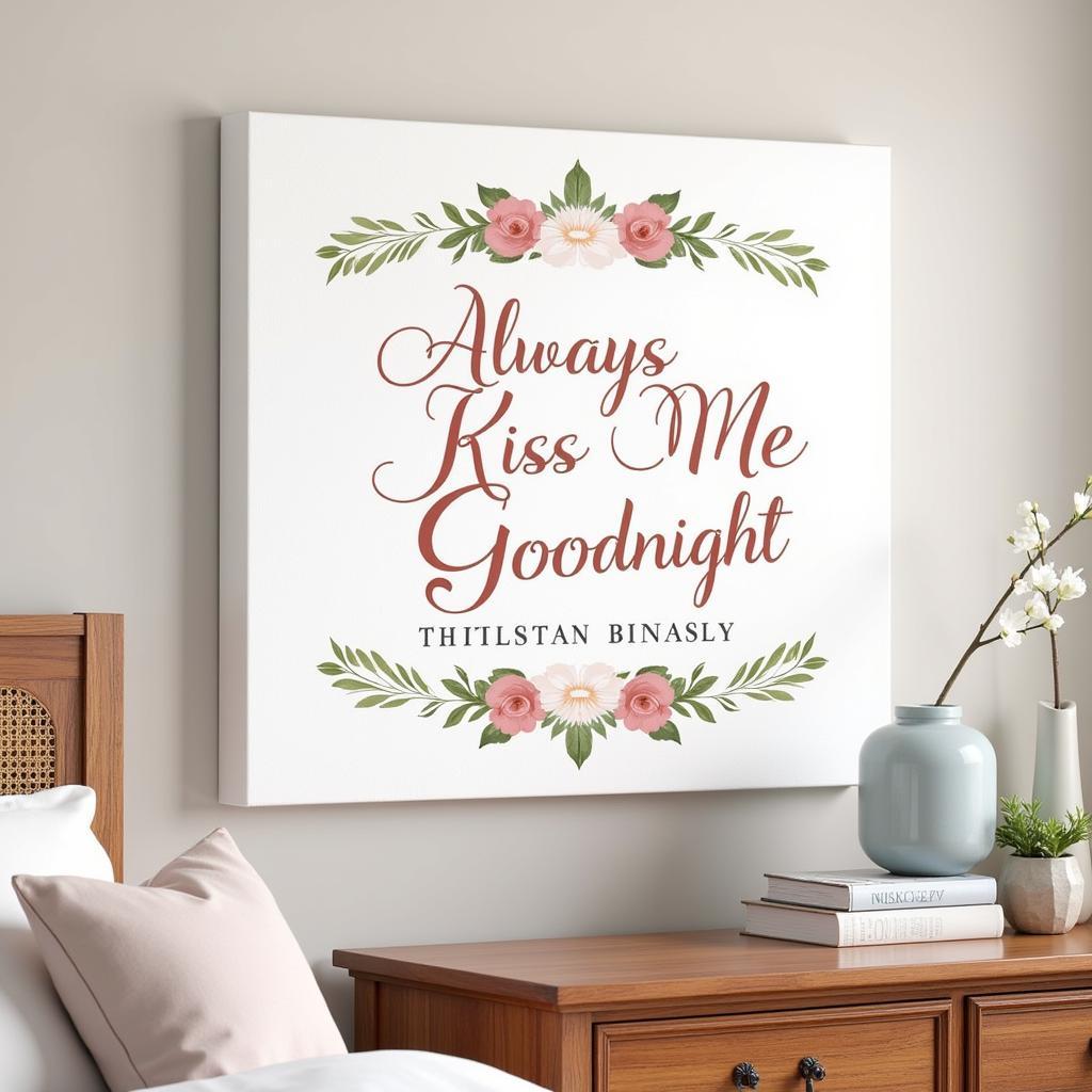 Personalized "Always Kiss Me Goodnight" Canvas Print with Names and Date