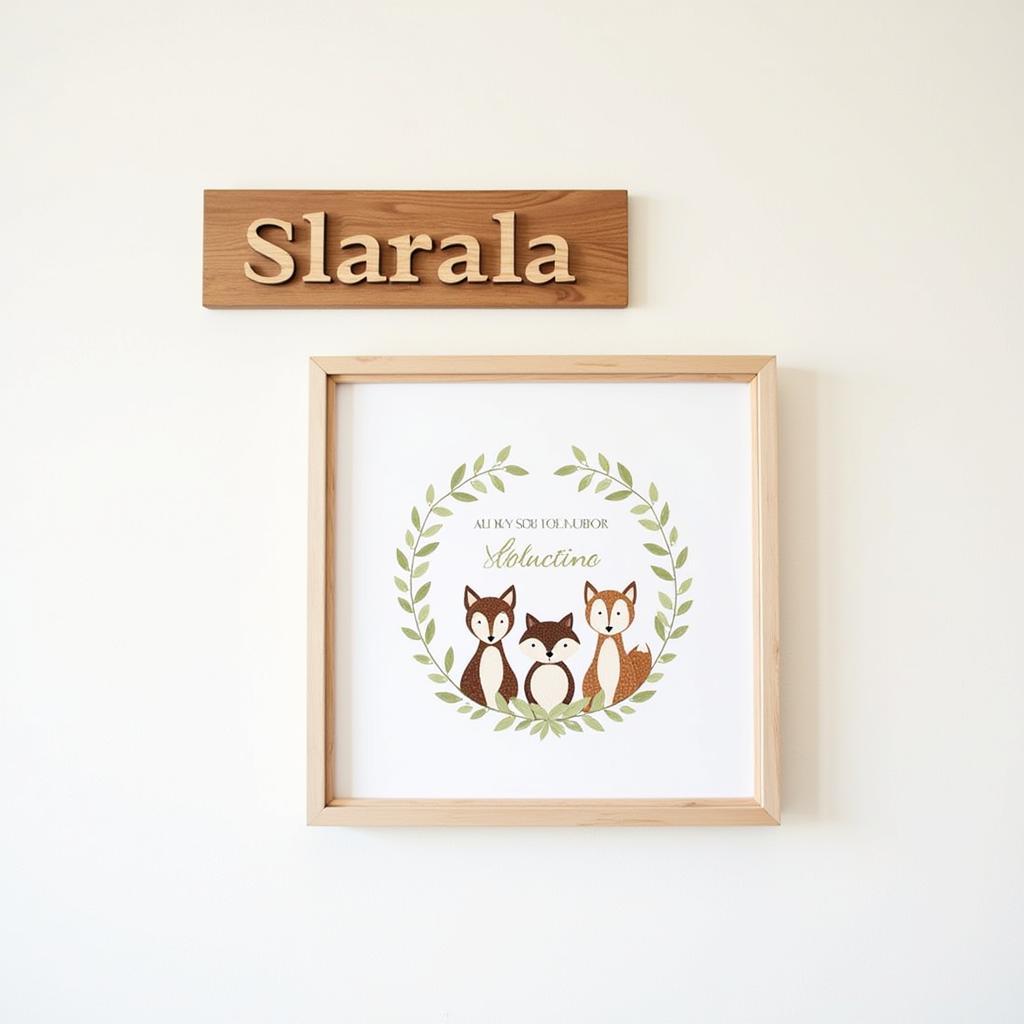 Personalized Woodland Nursery Name Art with Wooden Signs and Framed Prints