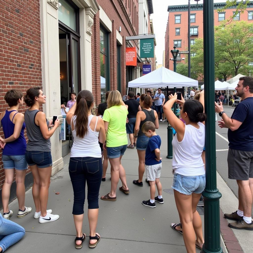 Visitors Interacting with Art at Phoenixville Art Street Festival