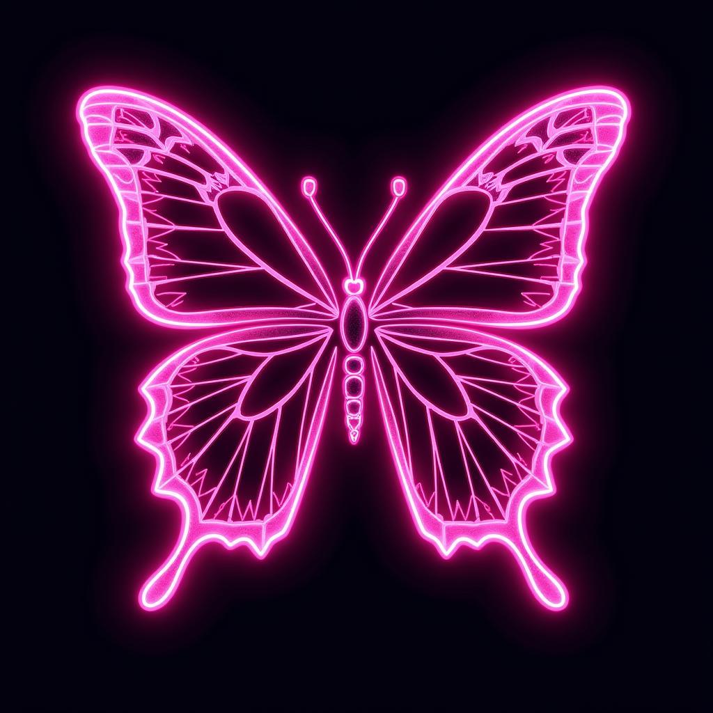 Pink Butterfly Digital Illustration with Neon Colors