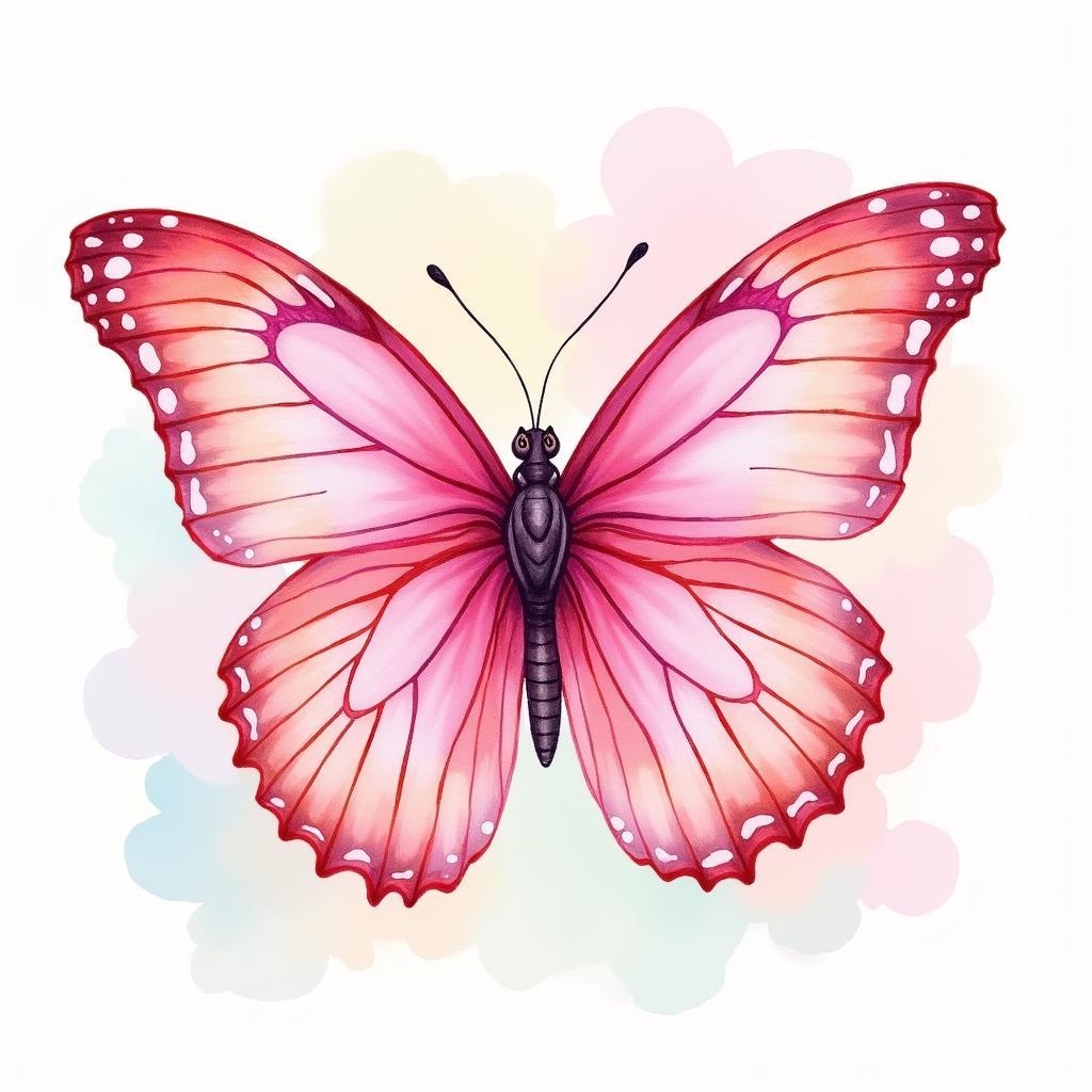 Pink Butterfly Watercolor Painting