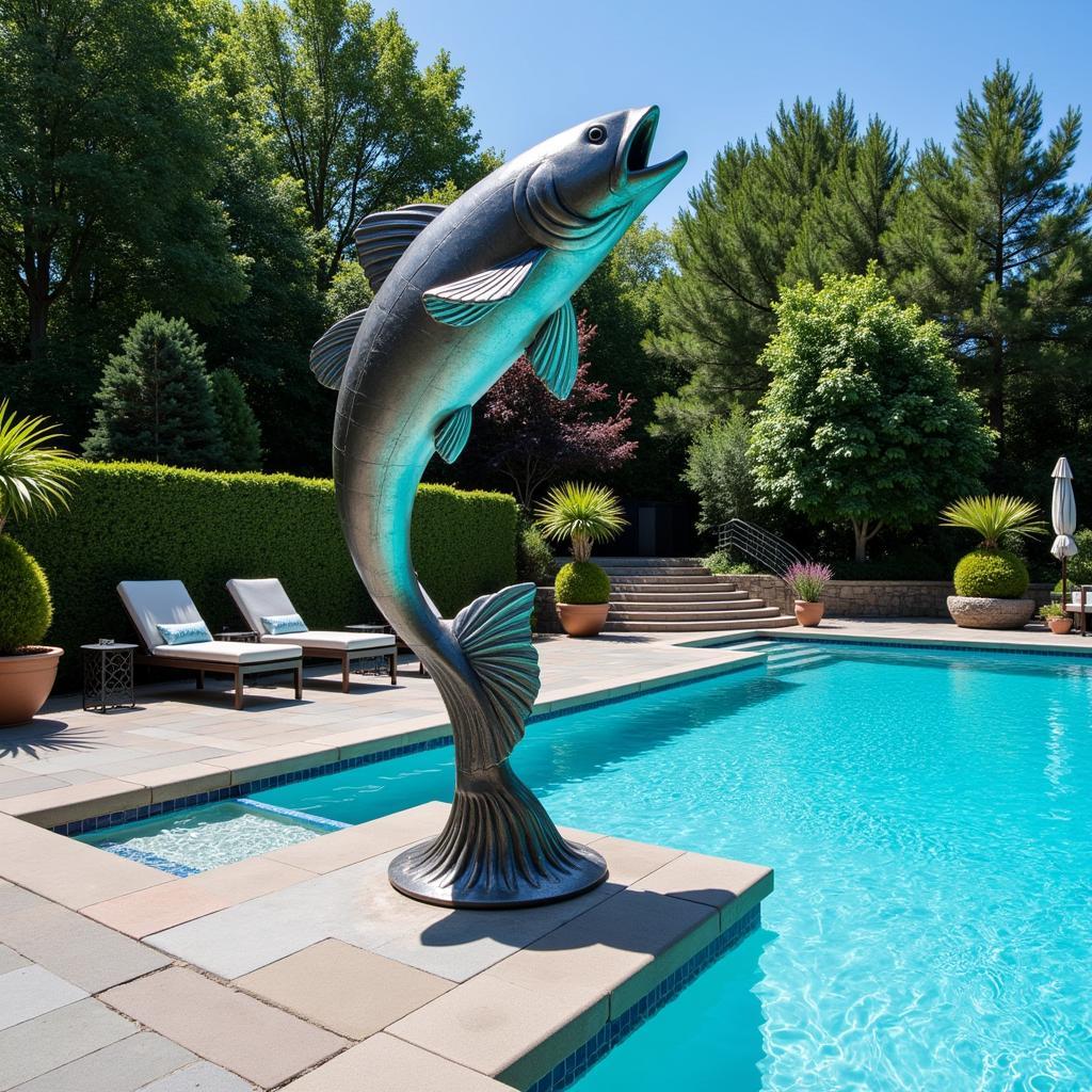 Metal Sculptures for Pool Wall Art