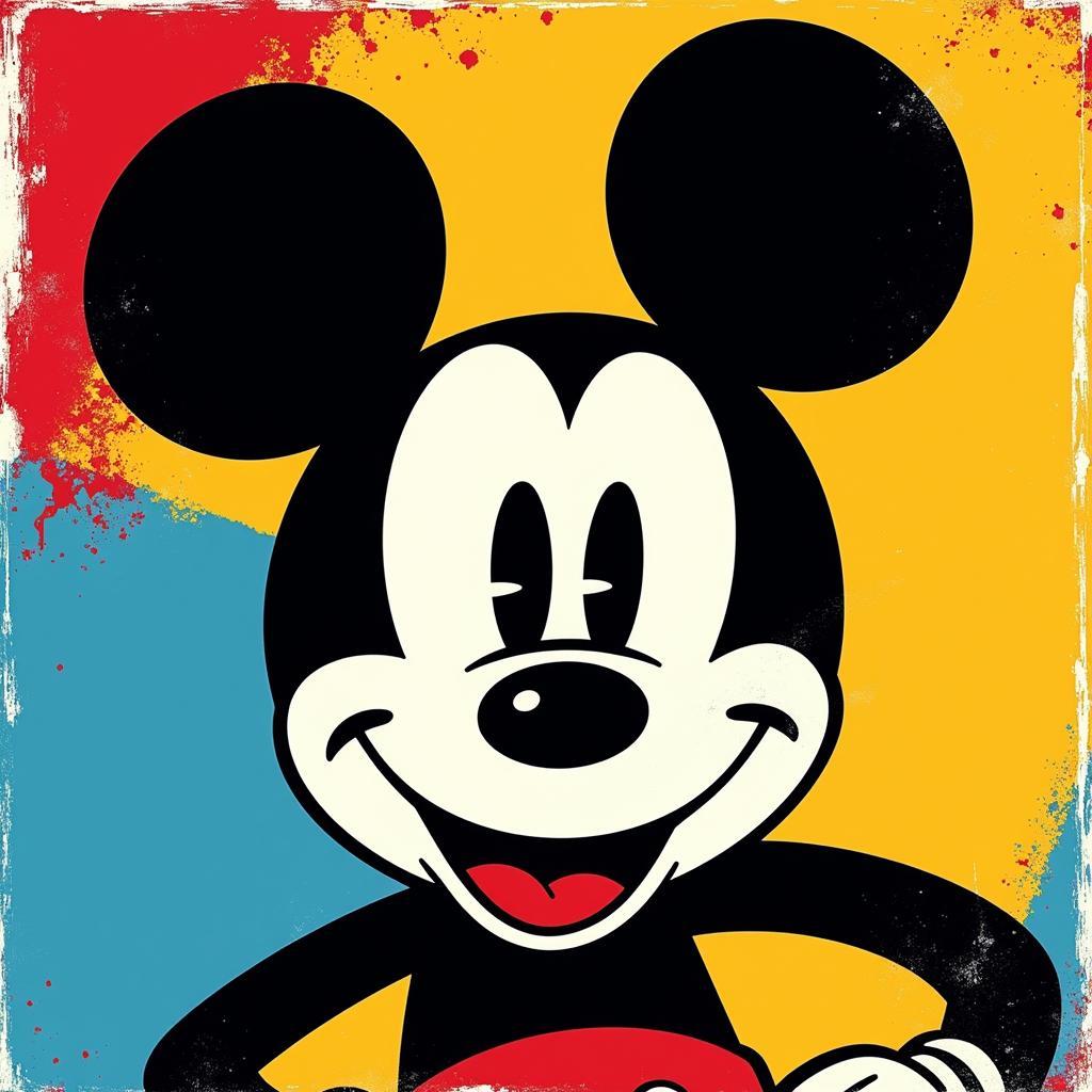 Pop Art Mickey Mouse on a Colorful Background