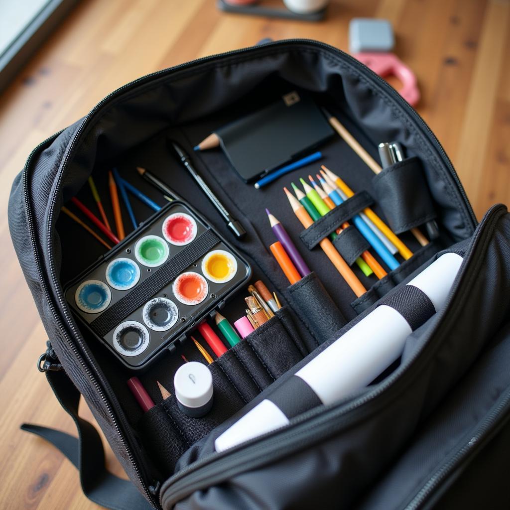 Essential Portable Art Supplies in a Backpack