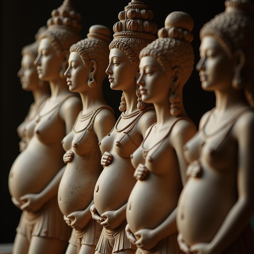 Ancient statues depicting pregnant goddesses