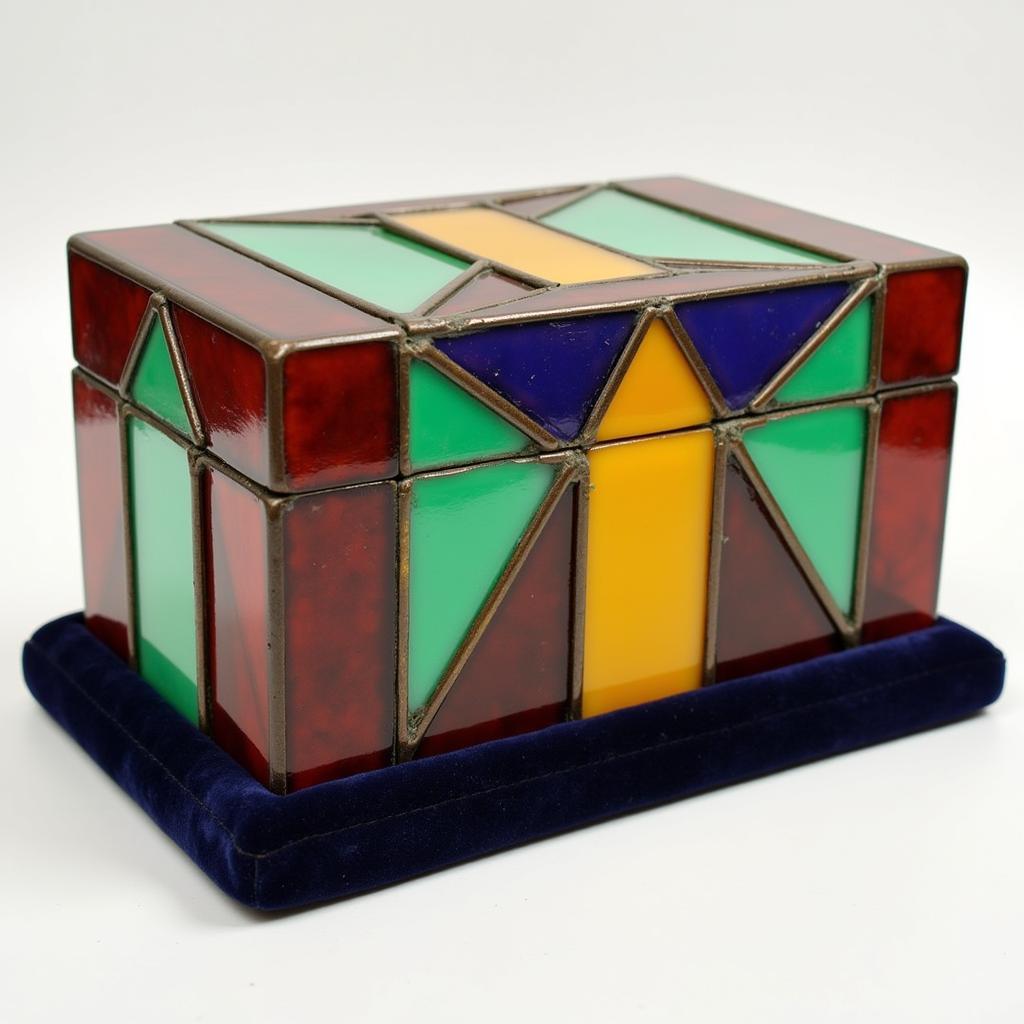 A rare stained-glass Art Deco box