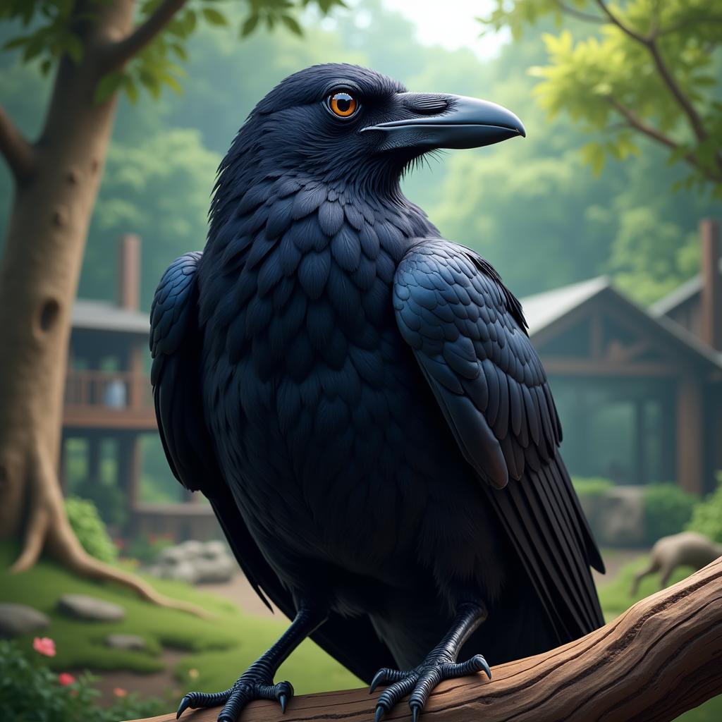 Raven Digital Art: Exploring the Intricacies of Avian Form in a Zoo Setting