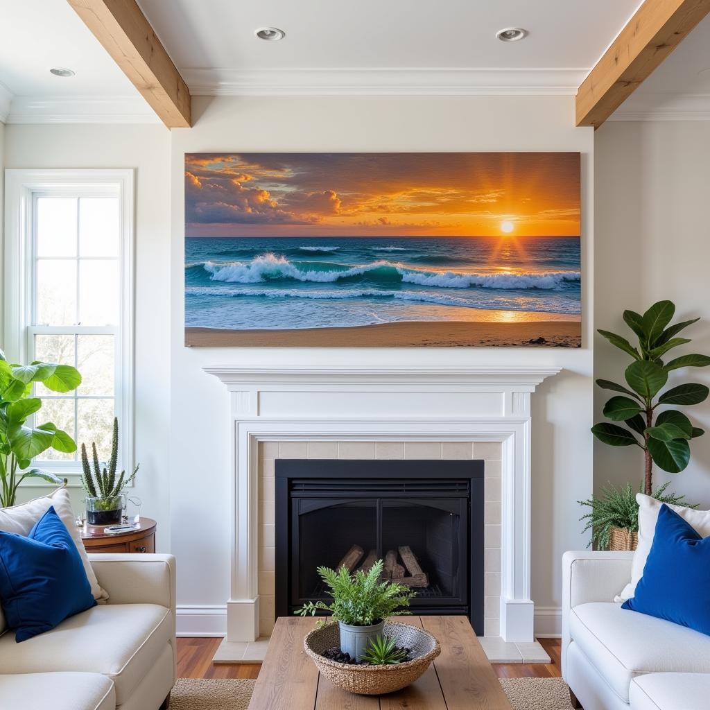 Reclaimed Wood Coastal Landscape Painting