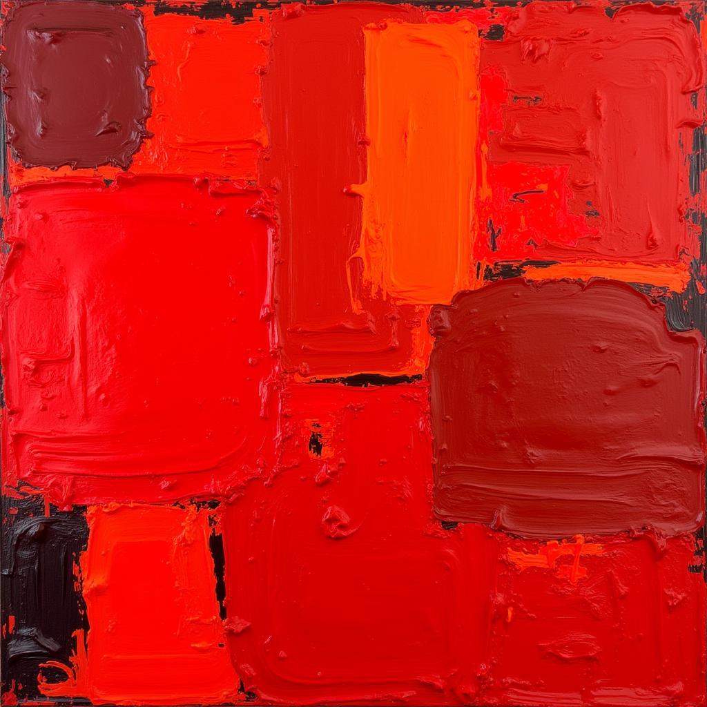 Red abstract painting depicting emotional impact