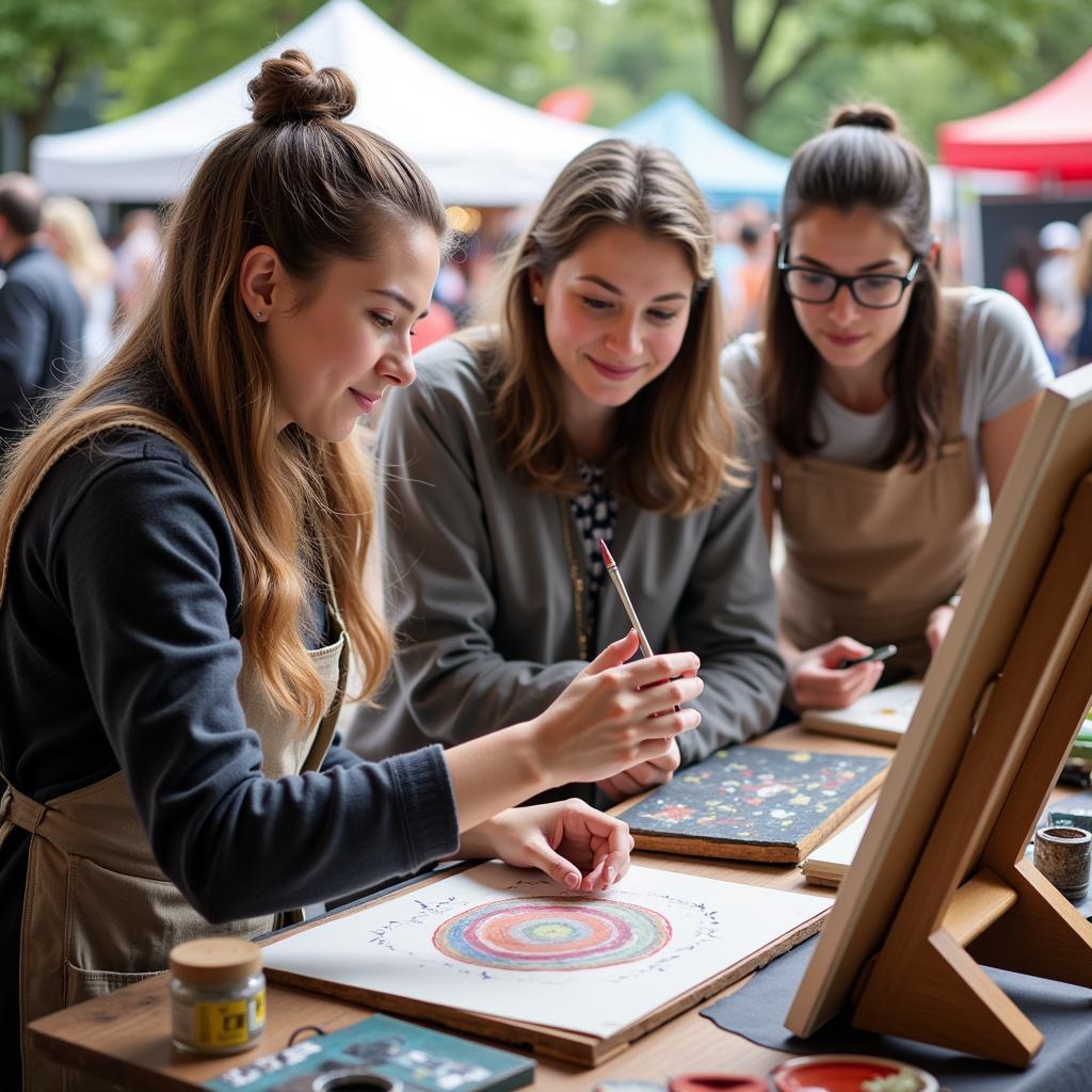 Artist demonstrating techniques at the Redmond Arts Festival