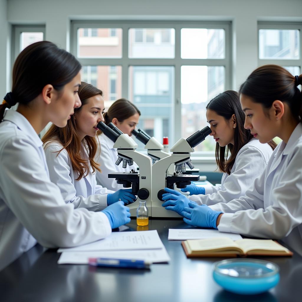 Students conducting research in a state-of-the-art laboratory at a research university