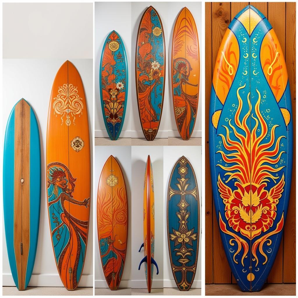 Retro Surfboard Art Evolution from Wood to Canvas