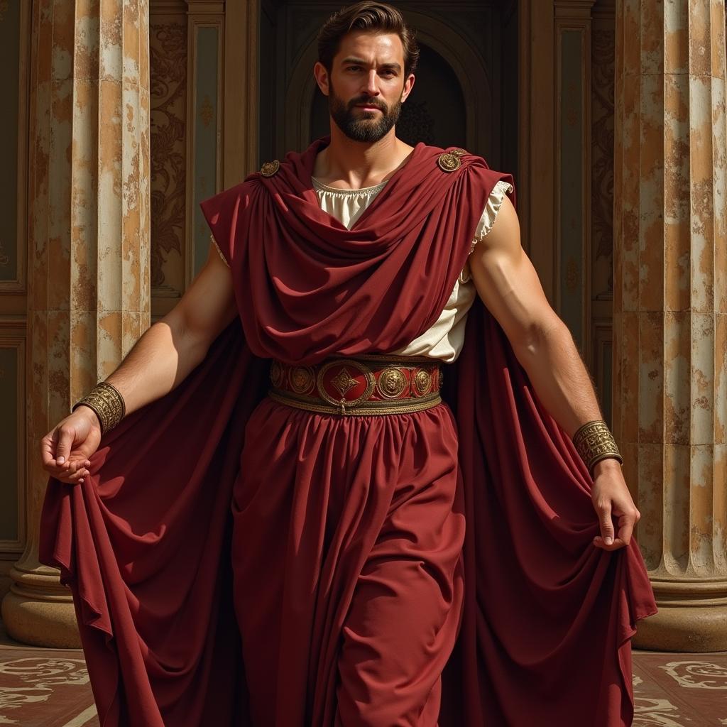 Roman Emperor in Maroon Robe