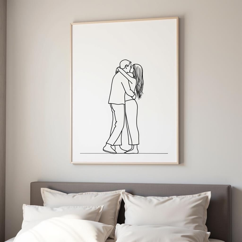 Romantic Couple Wall Art in a Modern Bedroom