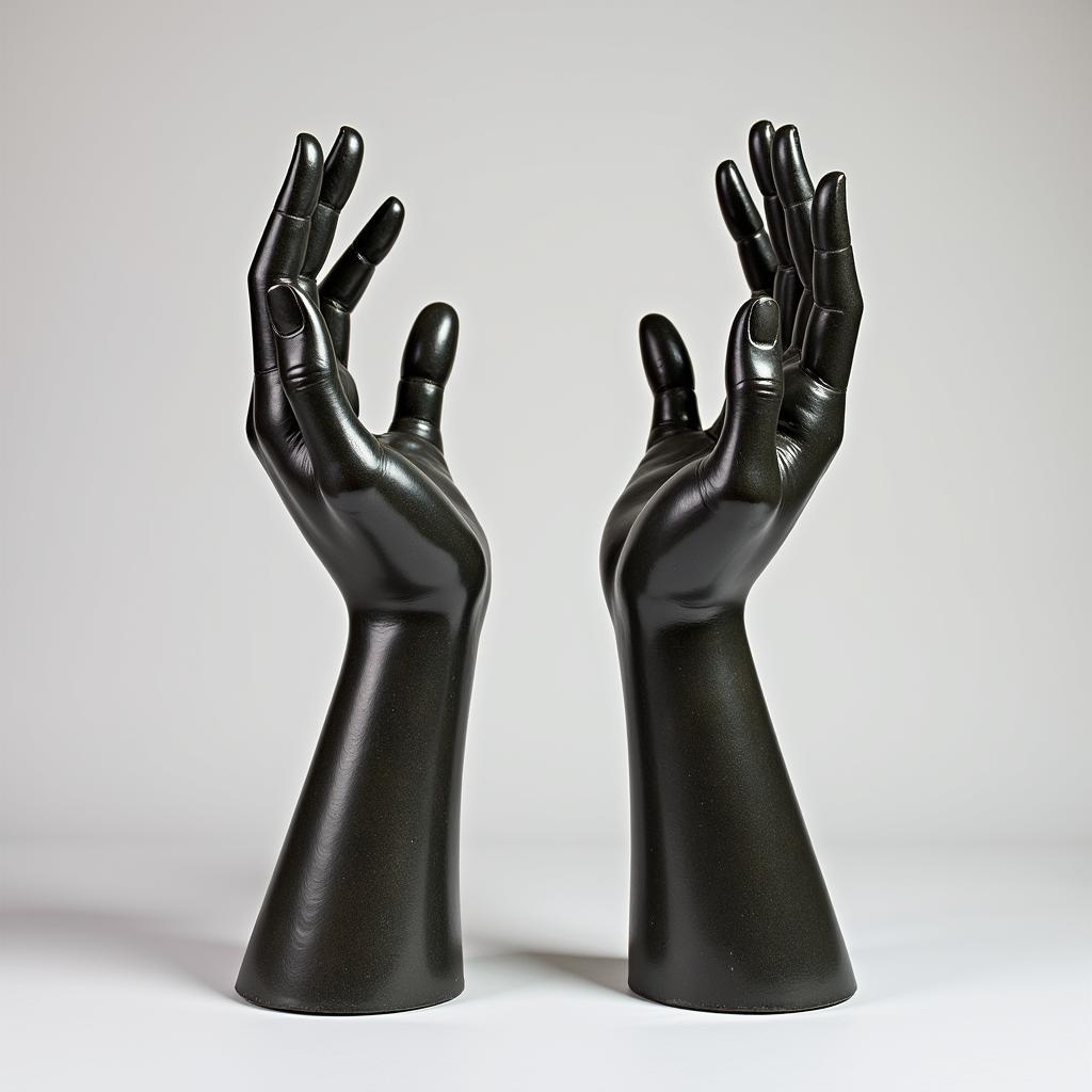 Sculpture Depicting Two Hands Reaching Towards Each Other