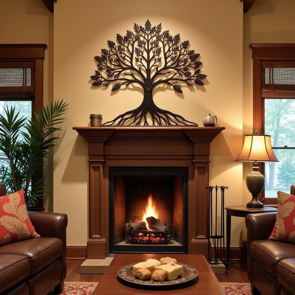 Rustic Iron Wall Art in Living Room