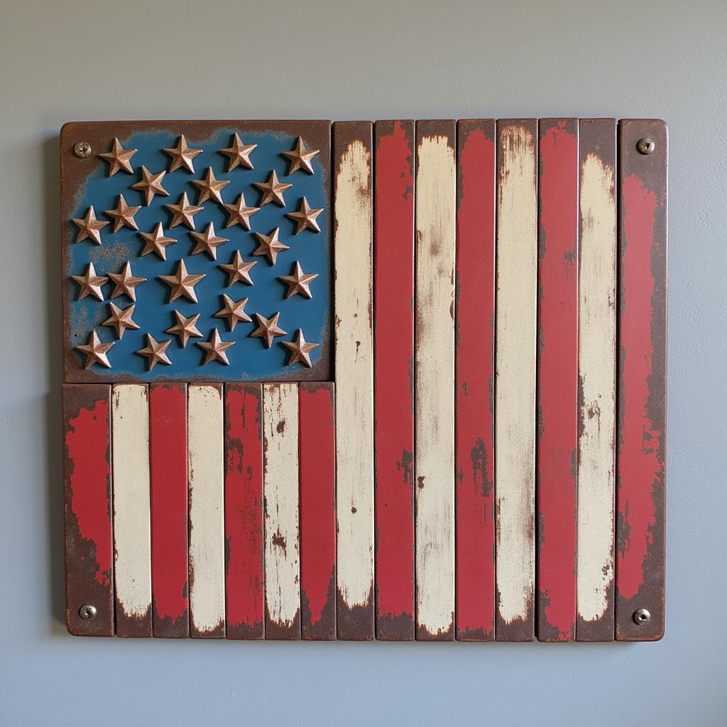 Rustic Metal American Flag Wall Art