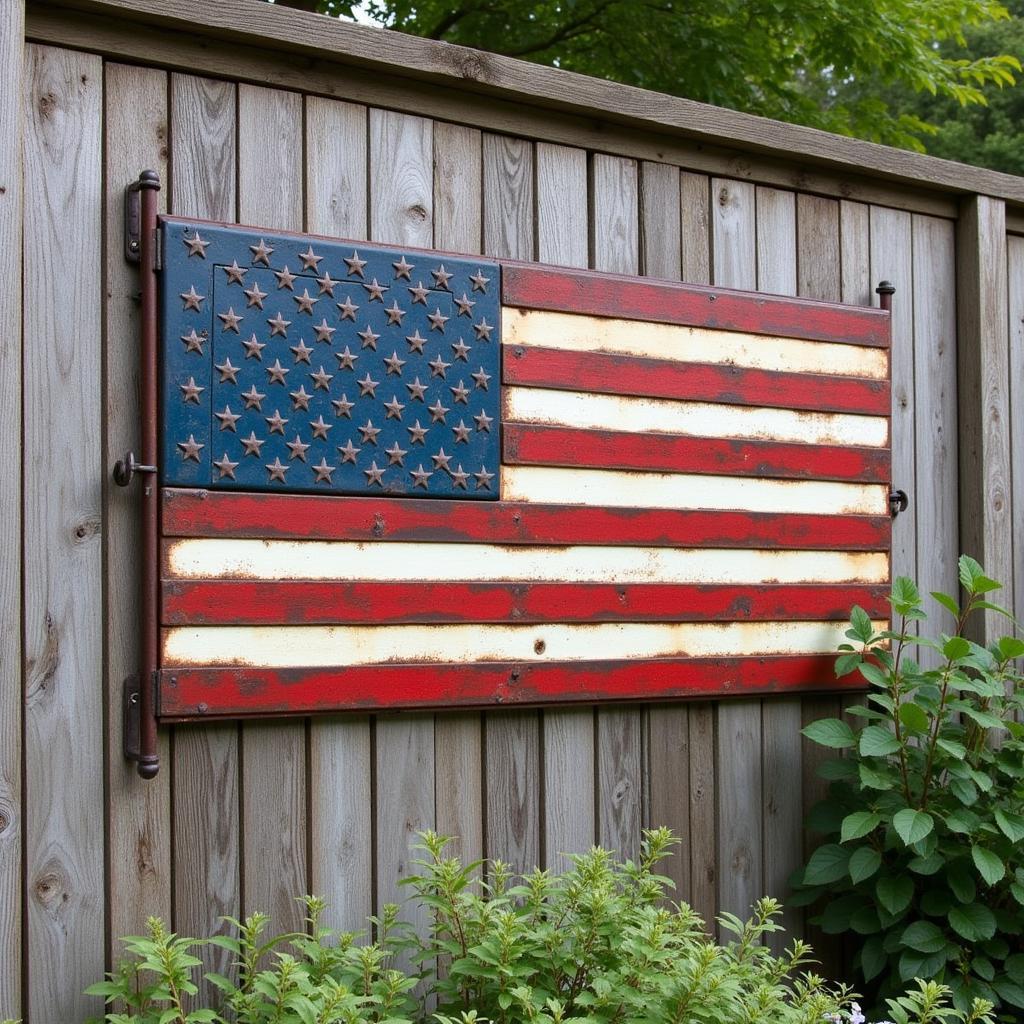 Rustic Metal American Flag Wall Decor