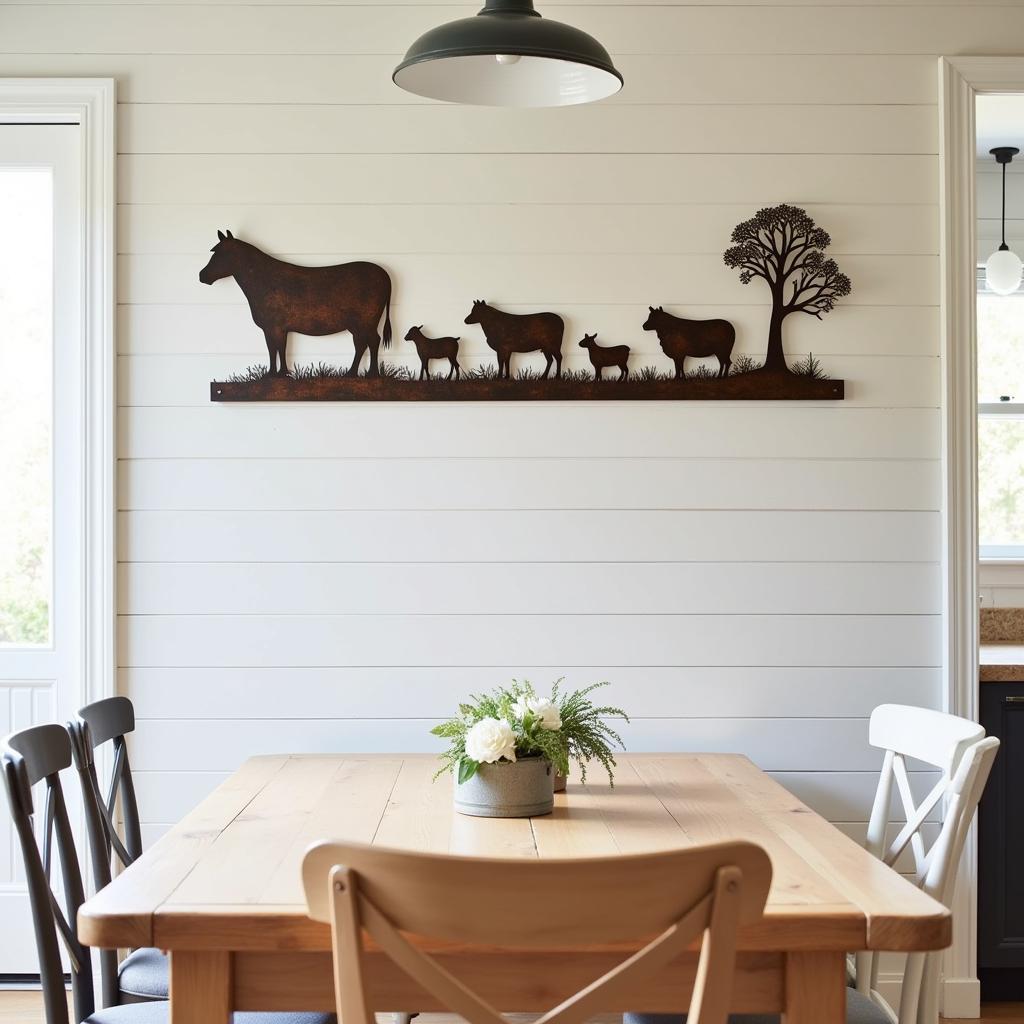 Rustic Metal Wall Art in Farmhouse Kitchen