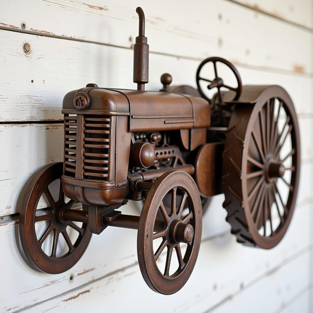 Rustic tractor wall art made of metal, perfect for farmhouse decor