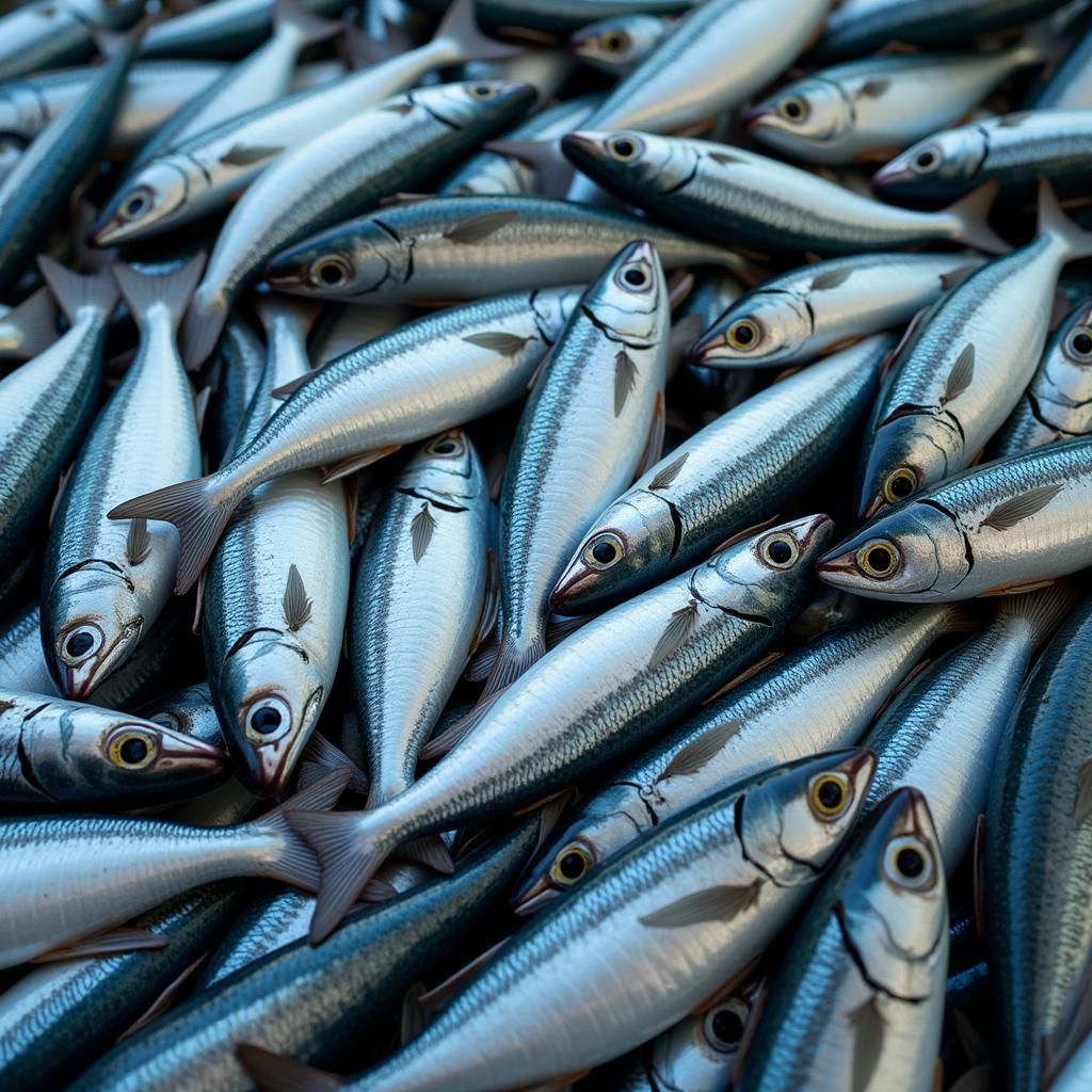 Close-up of a Sardines Art Print showing intricate details