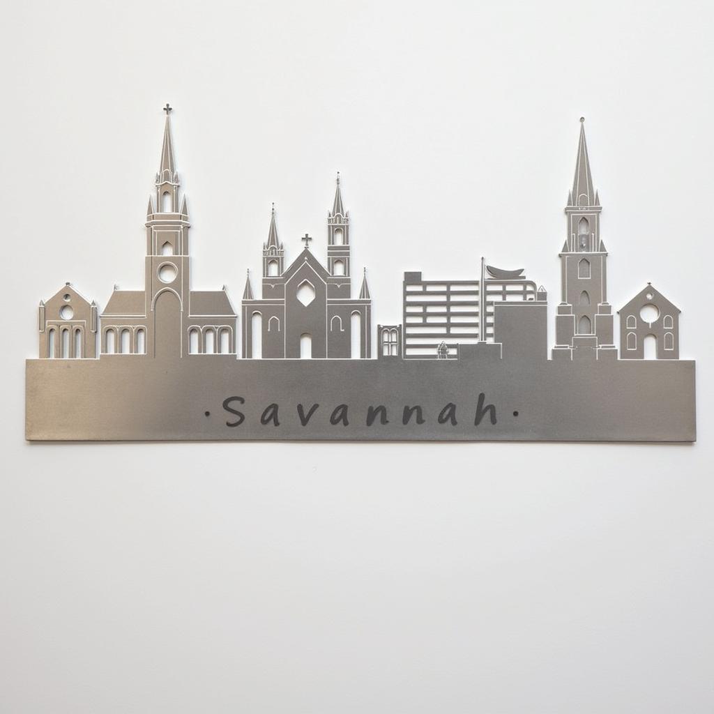 Savannah GA cityscape metal wall art.