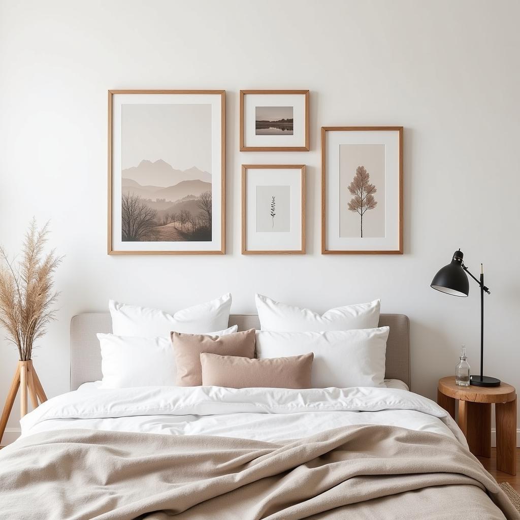 Scandinavian Art Wall in a Bedroom