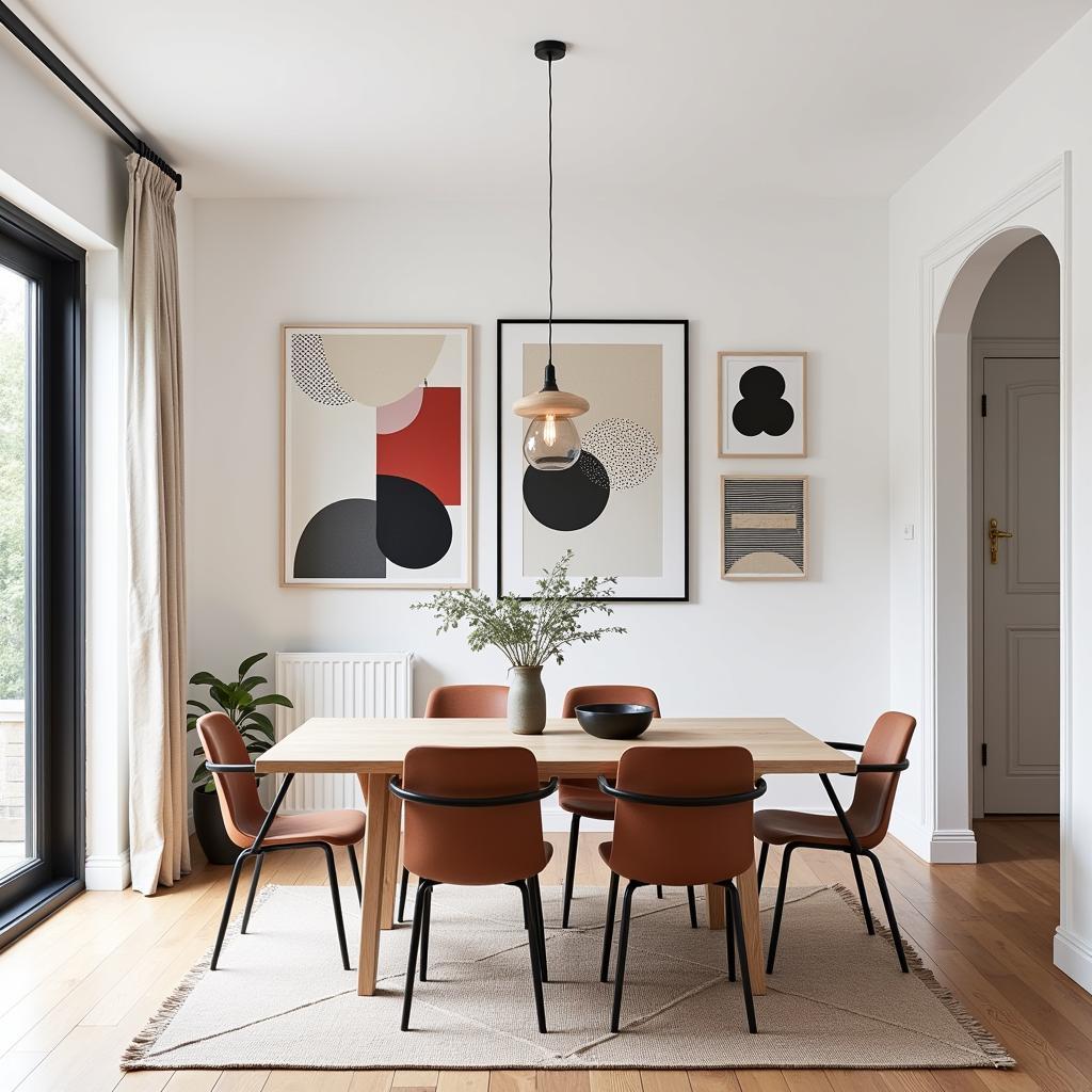 Scandinavian Art Wall in a Dining Room