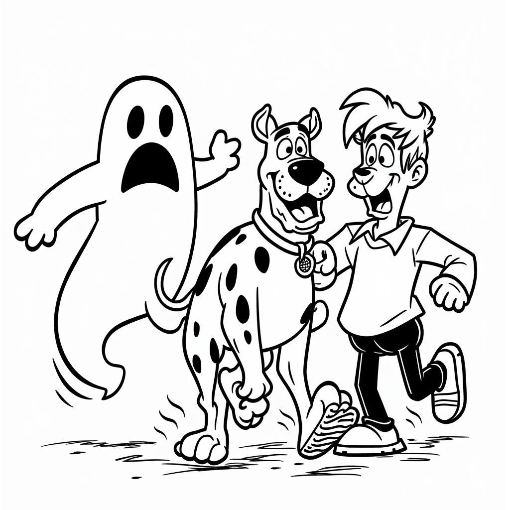 Scooby and Shaggy Running in Black and White