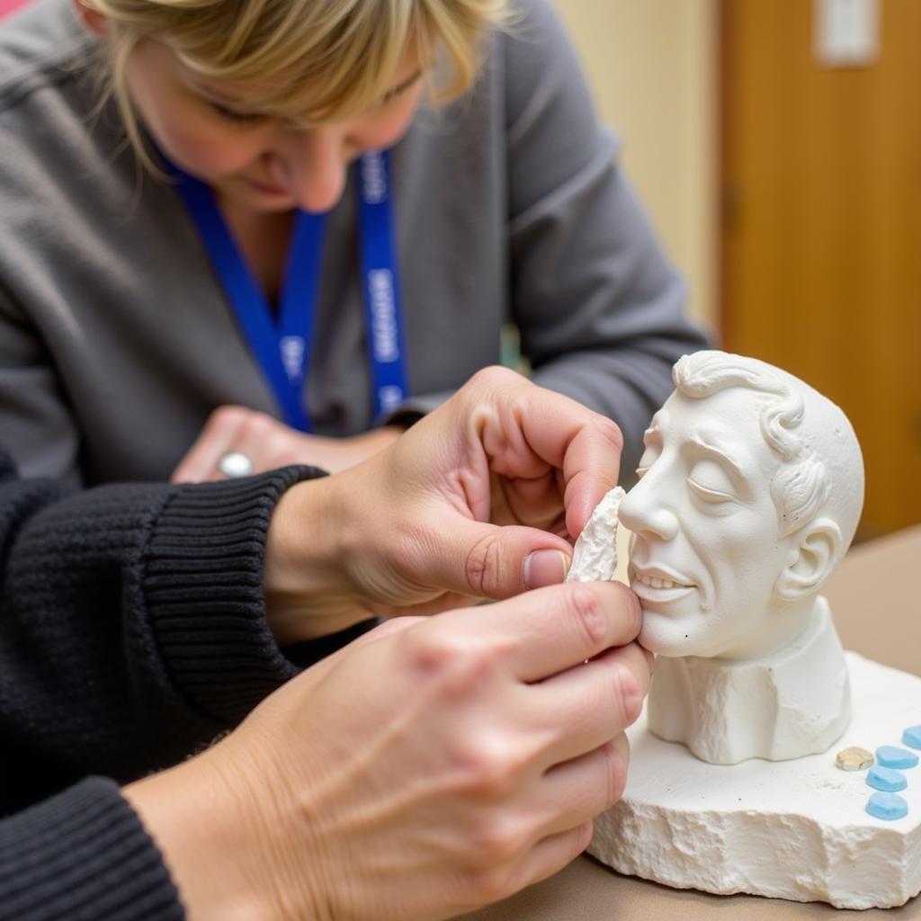 Patient Creating a Sculpture at Shirley Ryan