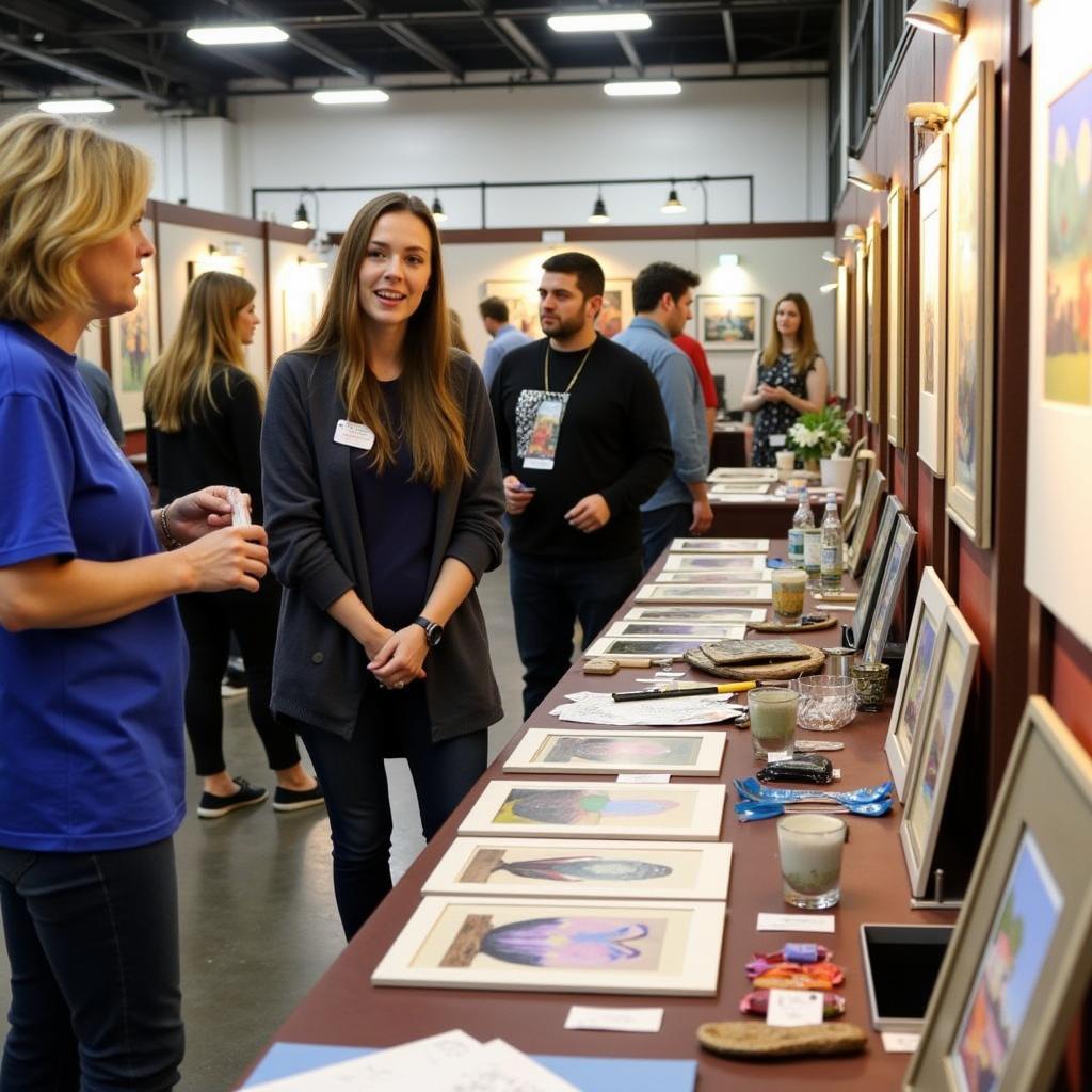 Artists interacting with visitors at Silverton Art Festival