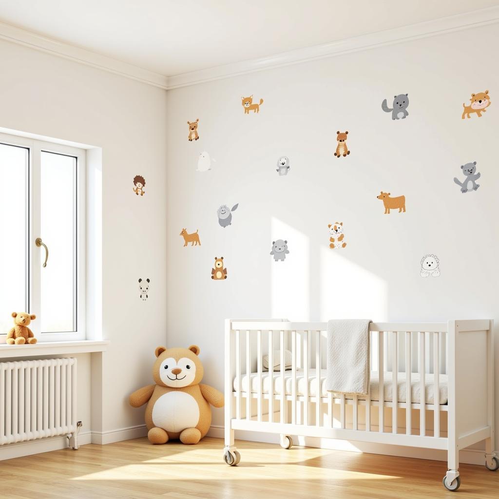 Animal Themed Small Wall Art Stickers in a Nursery